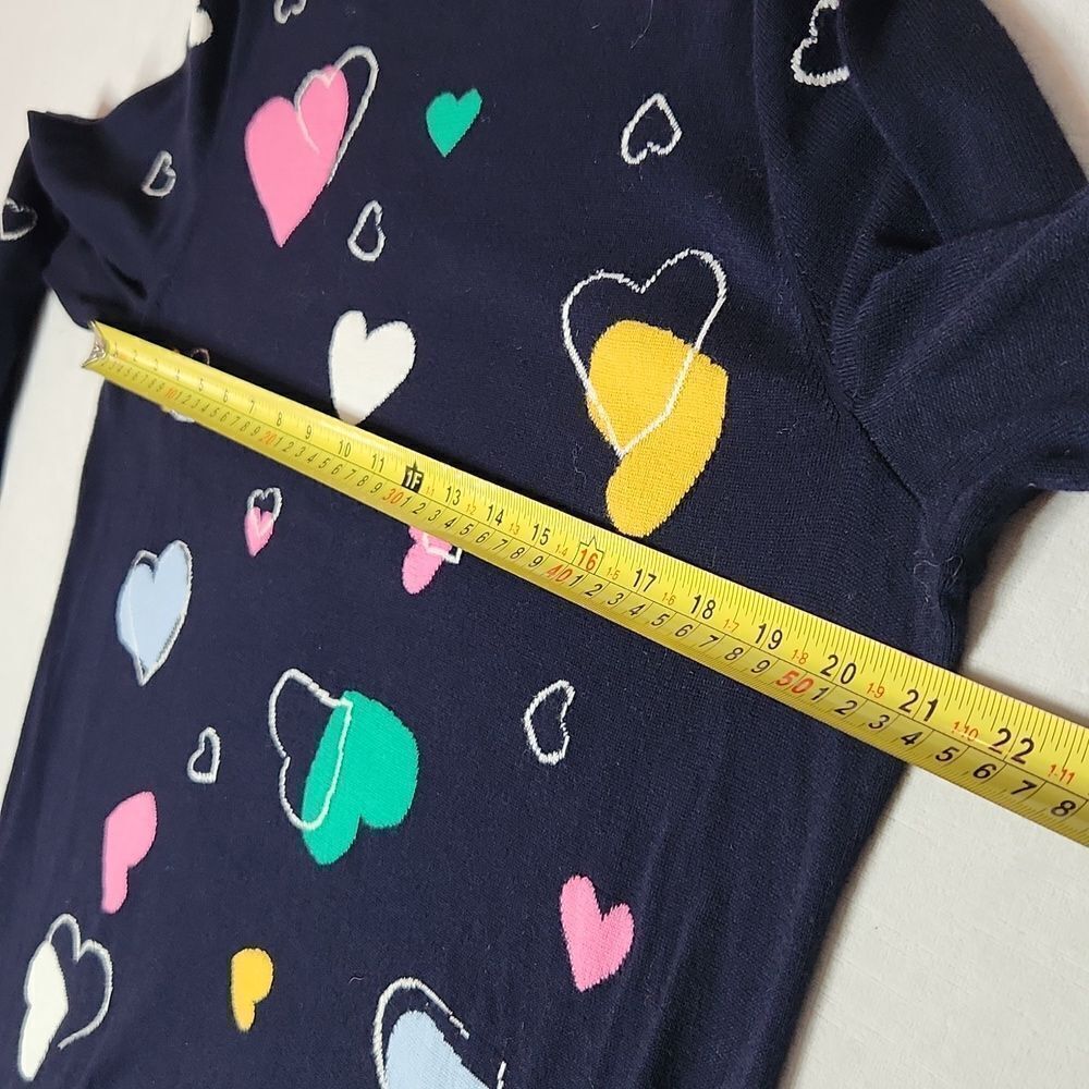 Talbots Petite XLP Navy Heart Print Crewneck Cotton Blend Long Sleeve Sweater - Picture 6 of 8